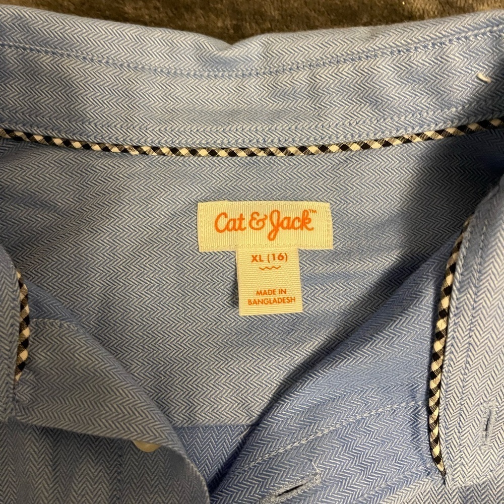 Cat & Jack Blue Button Down Shirt Long Sleeve - Picture 2 of 2